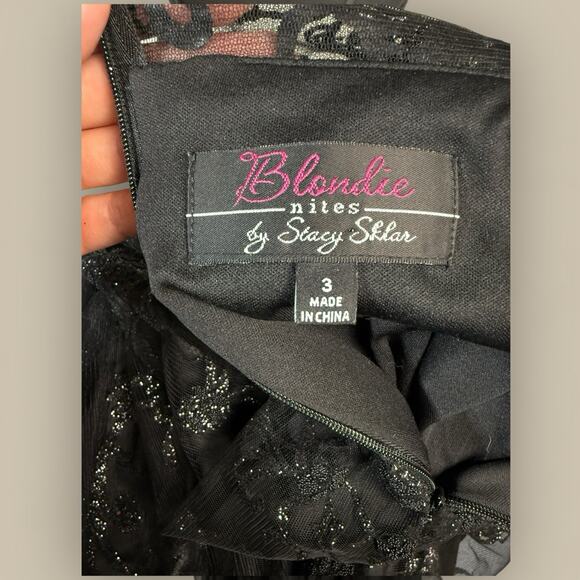 Vtg Y2K Black Sheer Overlay Floral Whimsigoth Fairy Prom Maxi Gown Size 3 XS - Picture 7 of 7